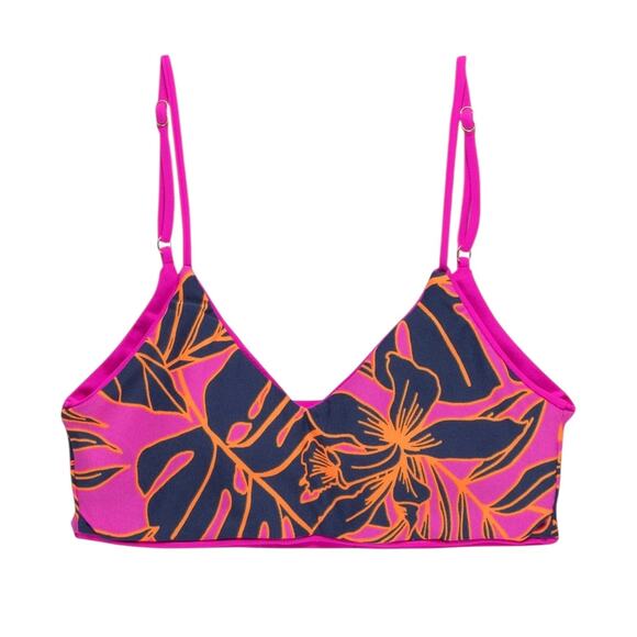 NWOT! Maaji Hibiscus Pink Reversible Bralette Bikini Top  L - Picture 5 of 10